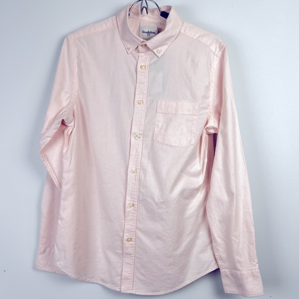 Goodfellow & Co Men's Light Pink stripe Casual Button Down Medium
 NEW